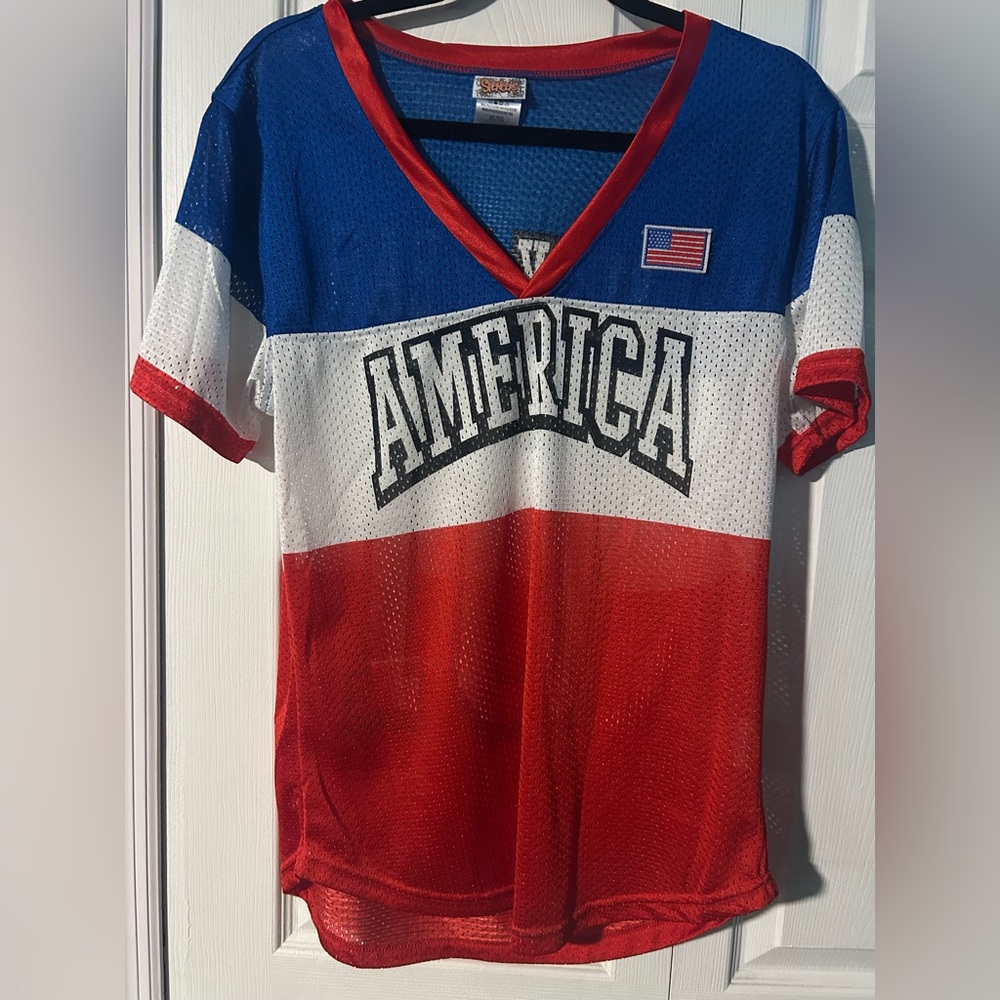 Spencer's Vibrant Red and Blue Jersey